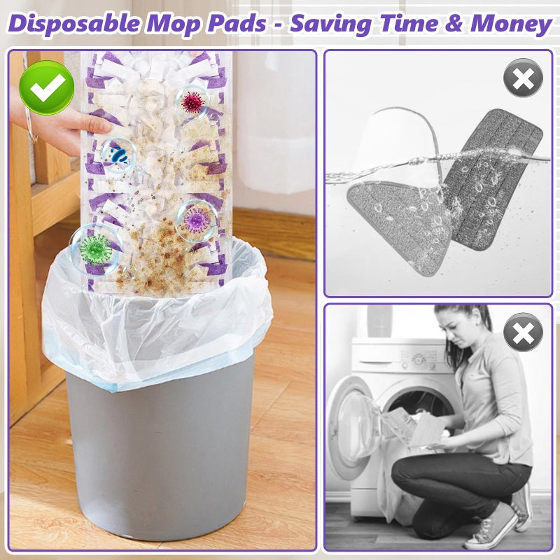 EHADOO Disposable Mop Pads Refills for Swiffer Powermop: 10 Pcs Wet Dry Pad for Multi-Surface Floor Cleaning - Mopping Replacement for Tile Hardwood - Sweeping Cloths for Home Kichen - Image 3